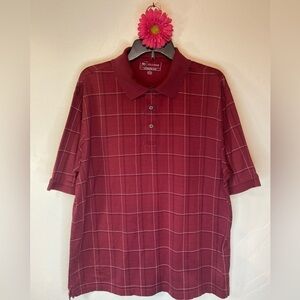 Jos. A. BANK~Men’s Leadbetter Golf Polo Shirt~(3) Button Placket~Maroon~Size L